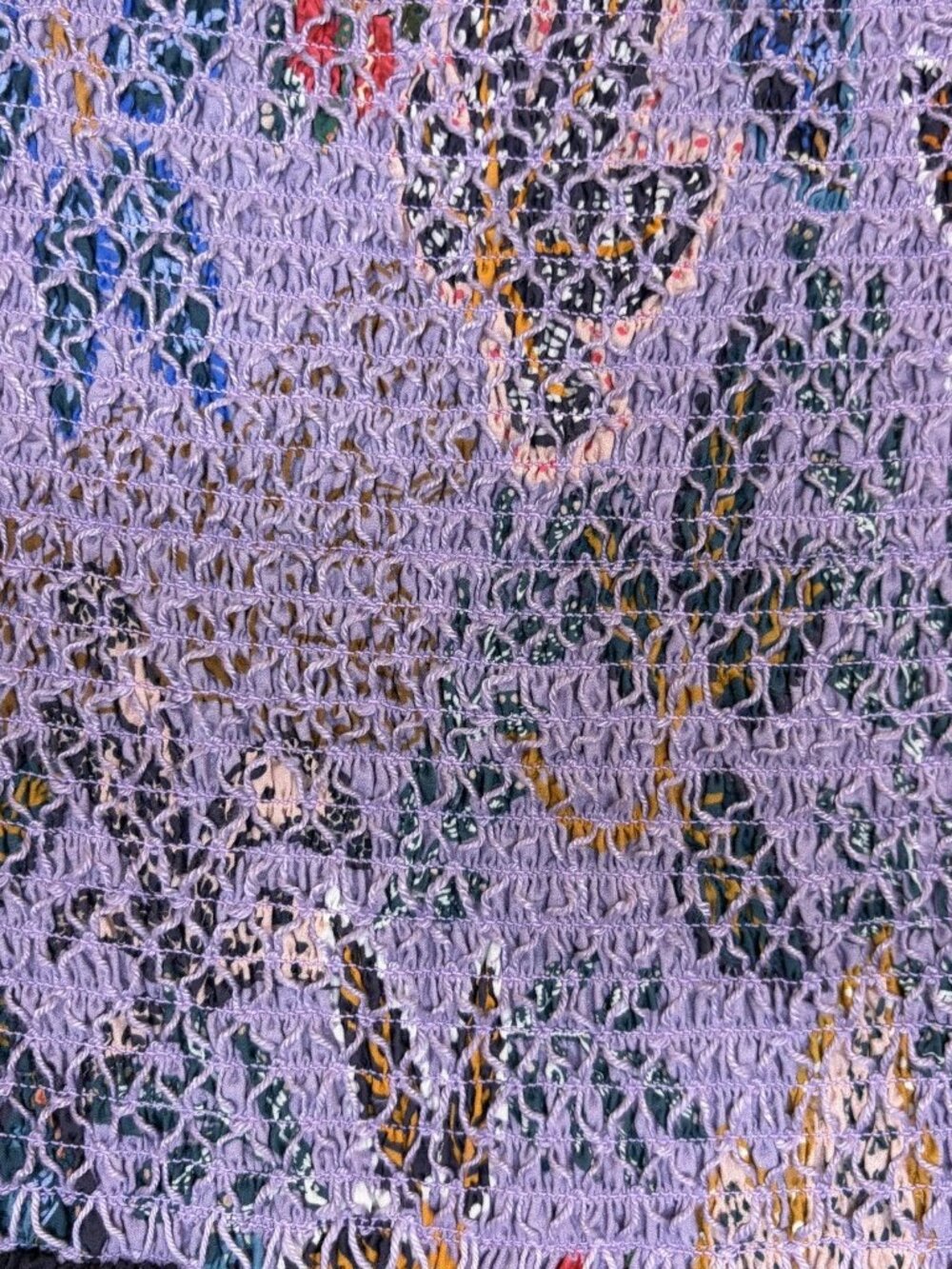 FARM RIO Wild Night Lavender Smocked Ruffled Floral Print Mini Skirt Sz L Boho - Picture 7 of 14